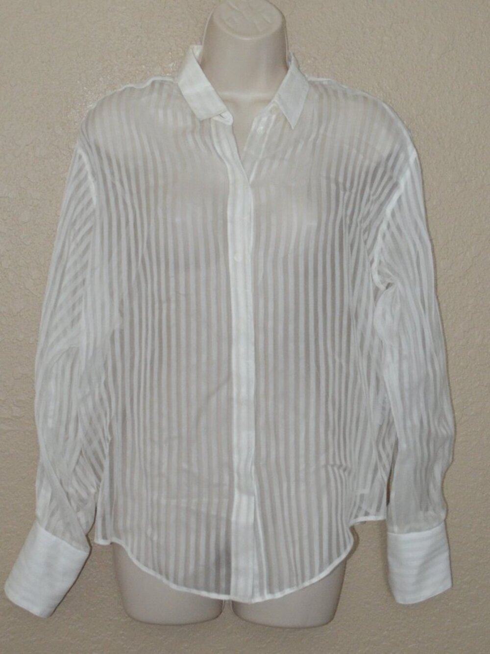 Sz 36 2 IRO Harleth White Semi Sheer Long Sleeve Blouse